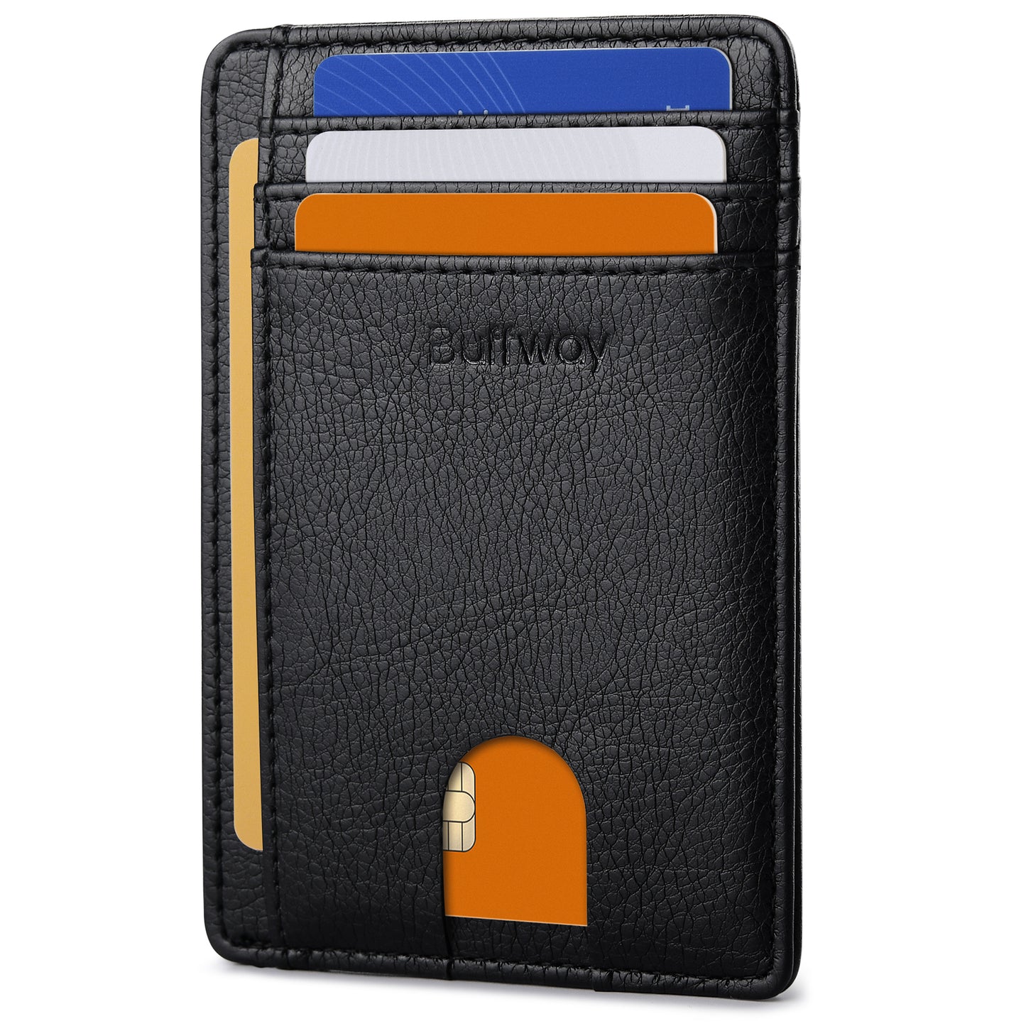 Portefeuilles Buffway Slim Minimalist en cuir avec blocage RFID et poche avant pour hommes et femmes - Galactic Crack