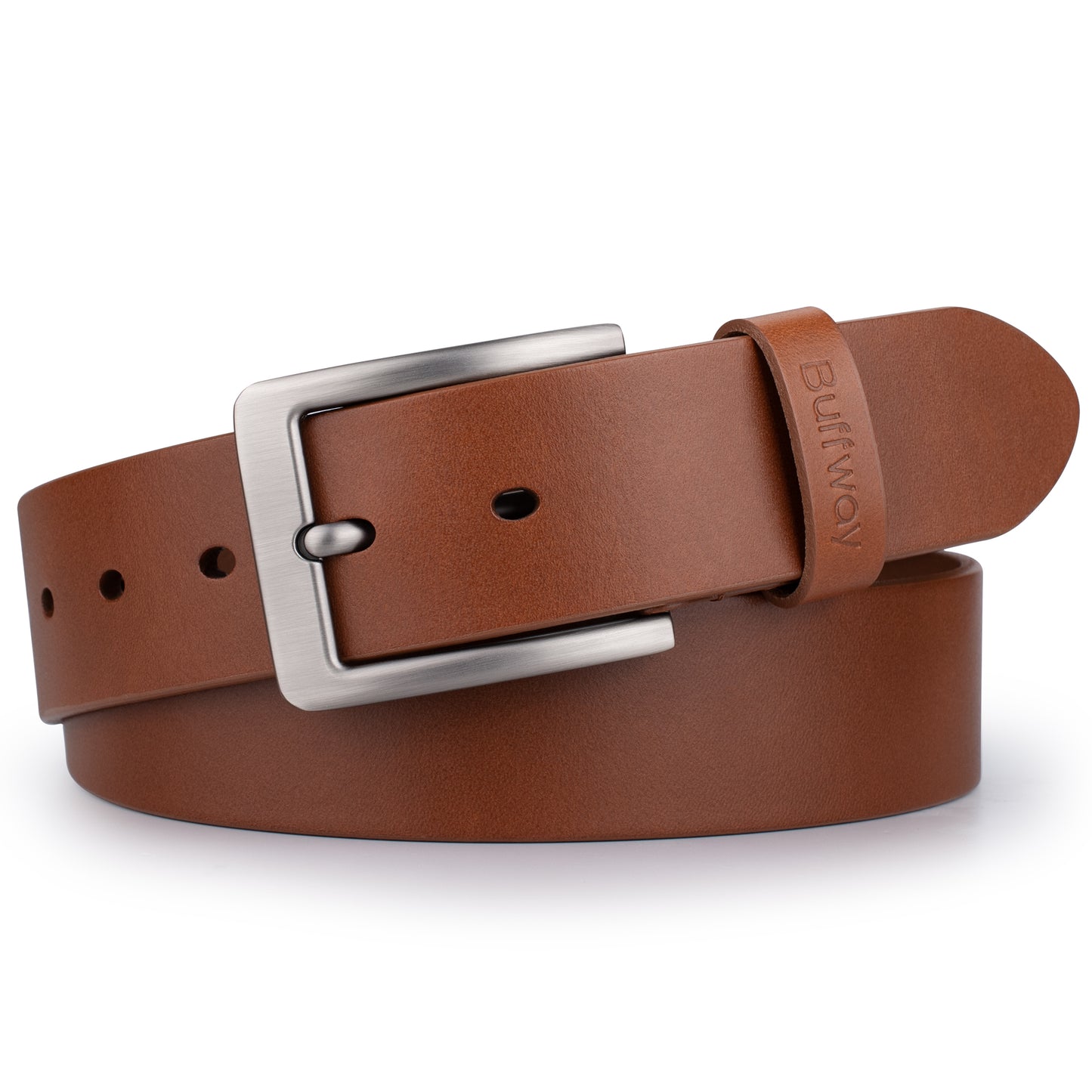 Buffway Ledergürtel für Herren – robuster Vollnarben-Herrengürtel, 3,8 cm, vielseitig für den täglichen Gebrauch, mit Geschenkbox