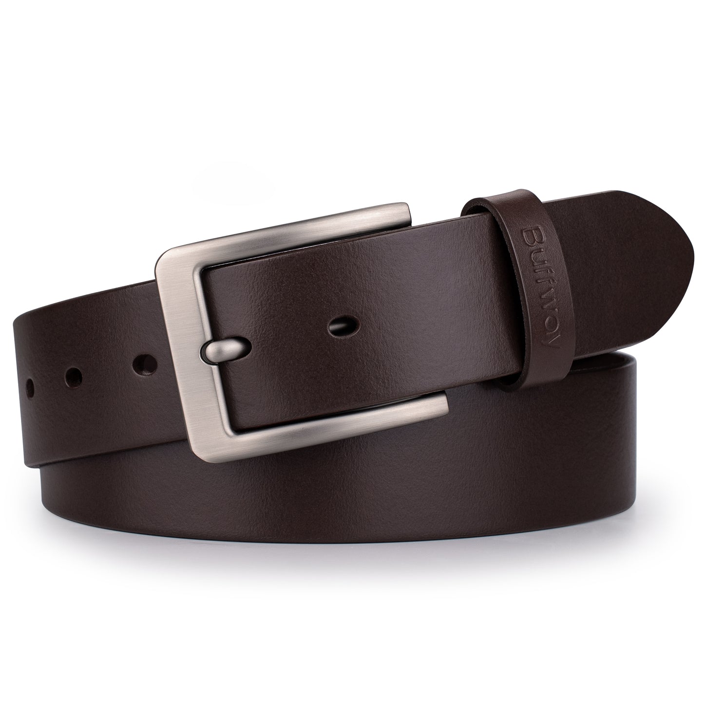 Buffway Ledergürtel für Herren – robuster Vollnarben-Herrengürtel, 3,8 cm, vielseitig für den täglichen Gebrauch, mit Geschenkbox