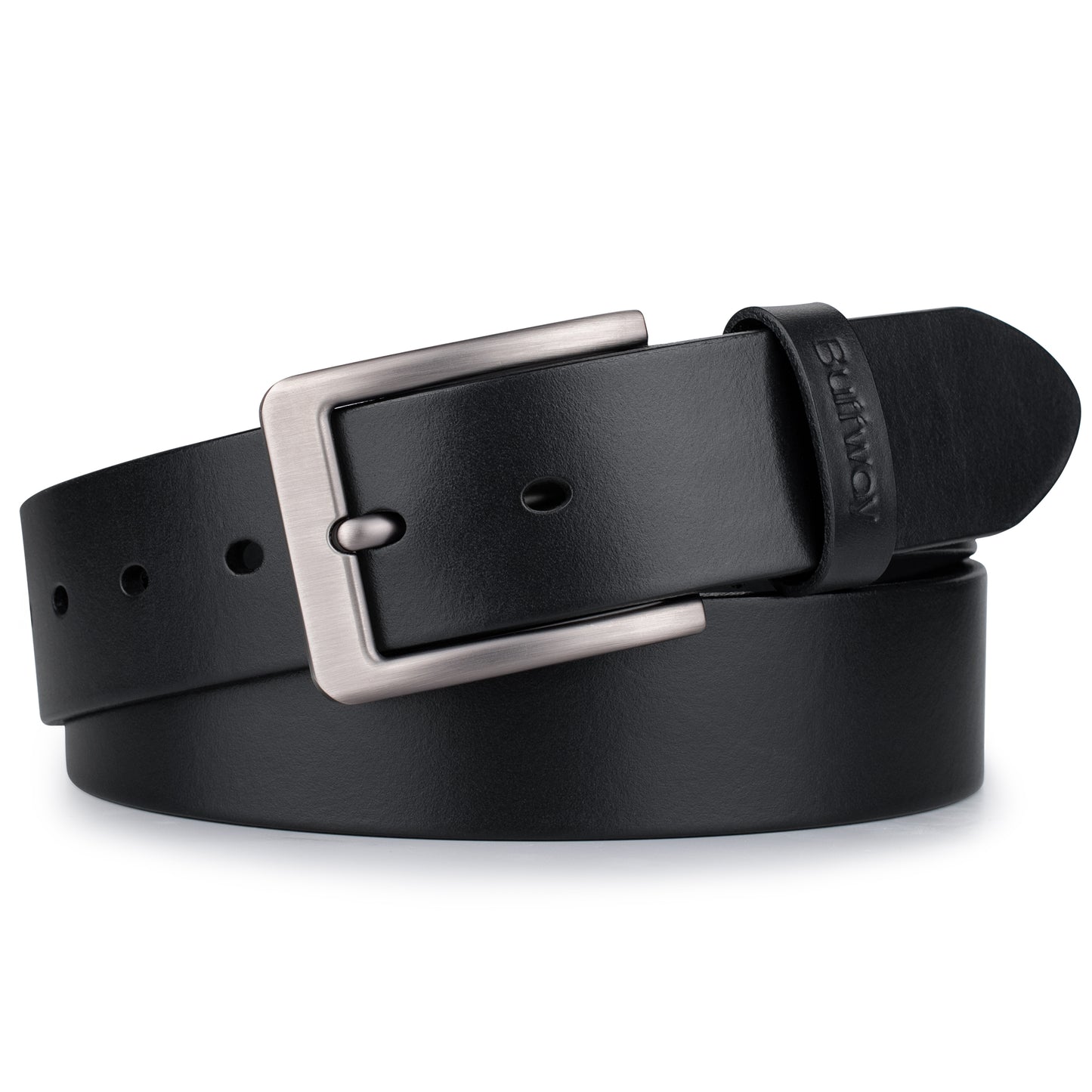 Buffway Ledergürtel für Herren – robuster Vollnarben-Herrengürtel, 3,8 cm, vielseitig für den täglichen Gebrauch, mit Geschenkbox