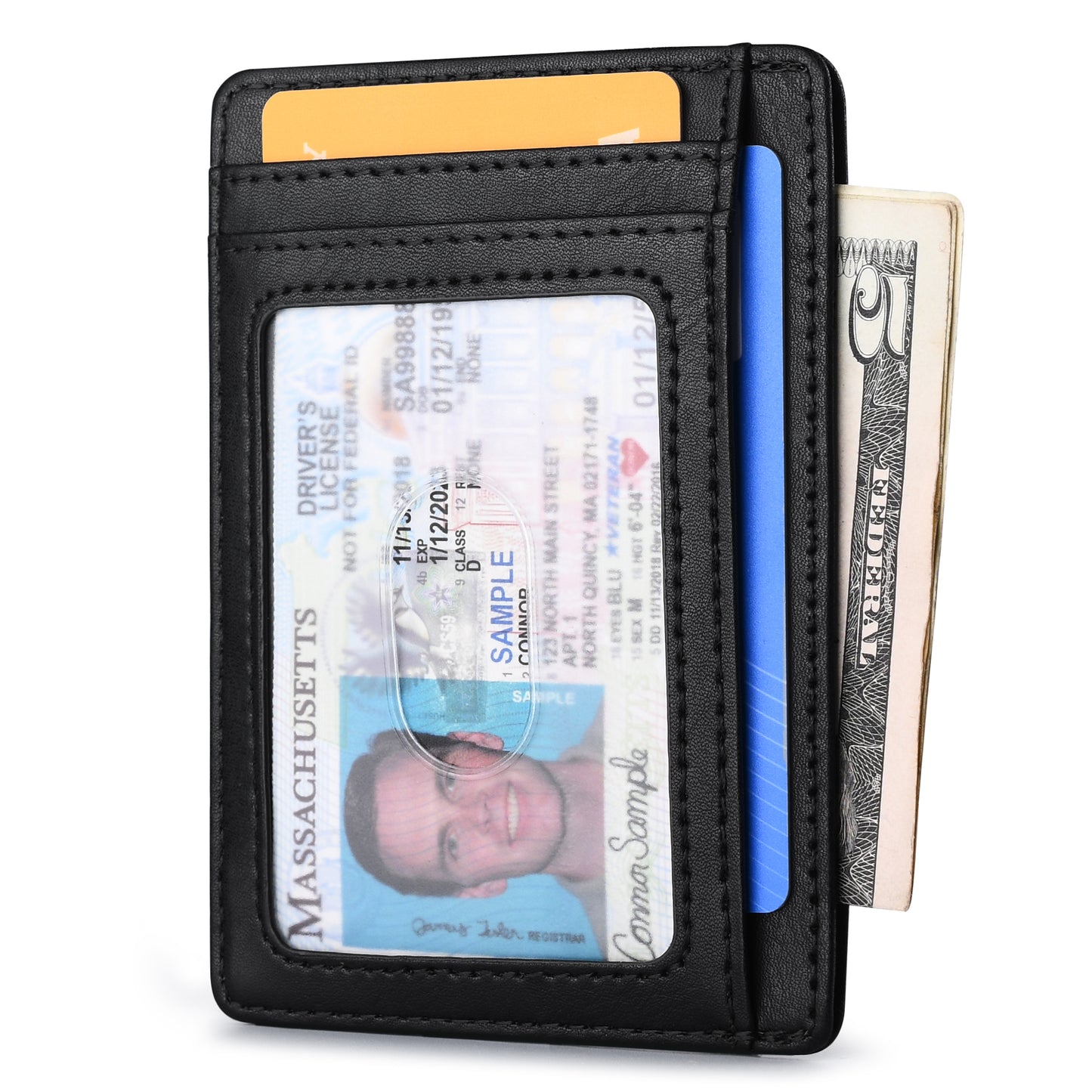 Portefeuilles Buffway Slim Minimalist en cuir avec blocage RFID et poche avant pour hommes et femmes - Ardoise