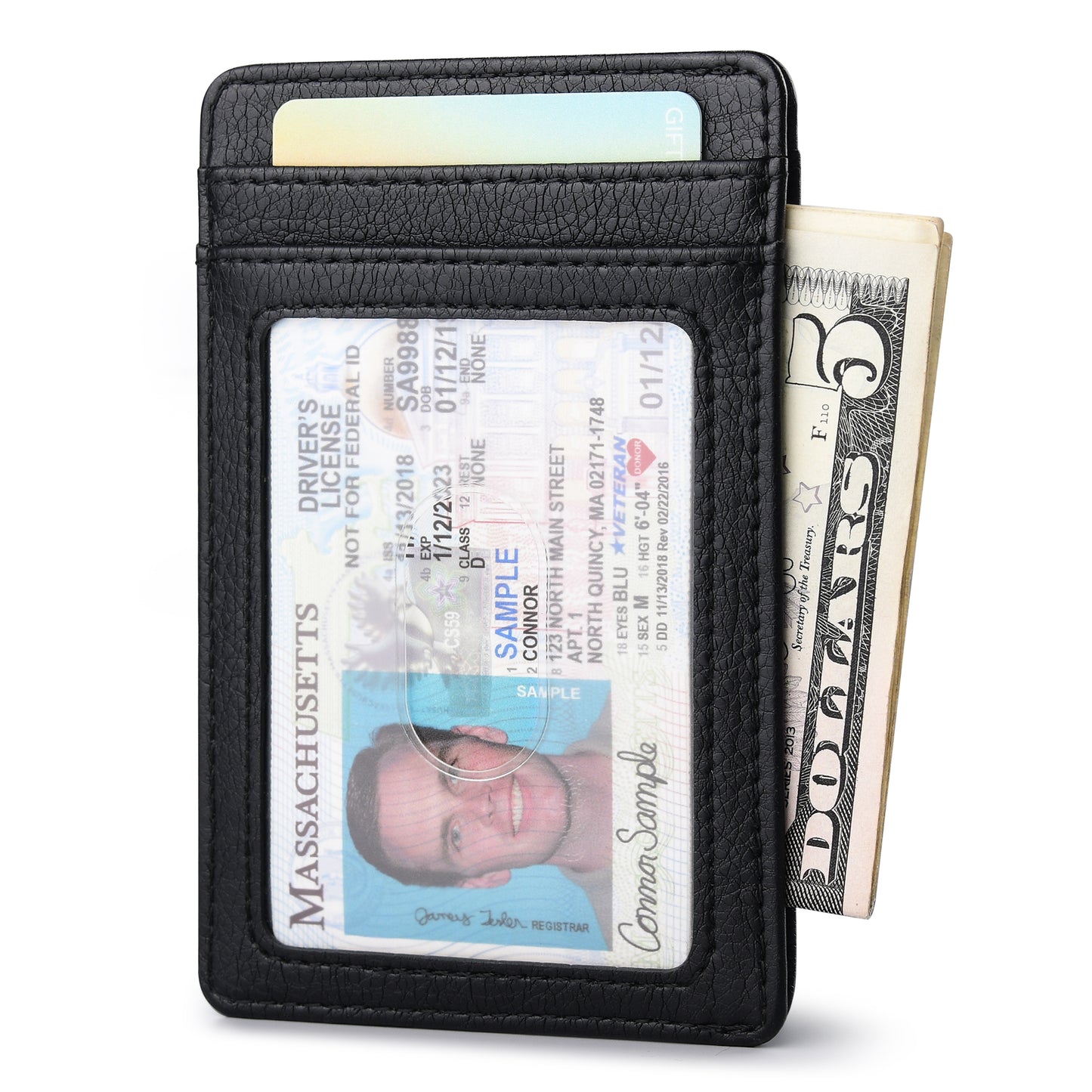 Buffway Mens Slim Wallet, Minimalist Thin Front Pocket Leather Credit Card Holder with RFID Blocking for Work Travel - Galactic Crack