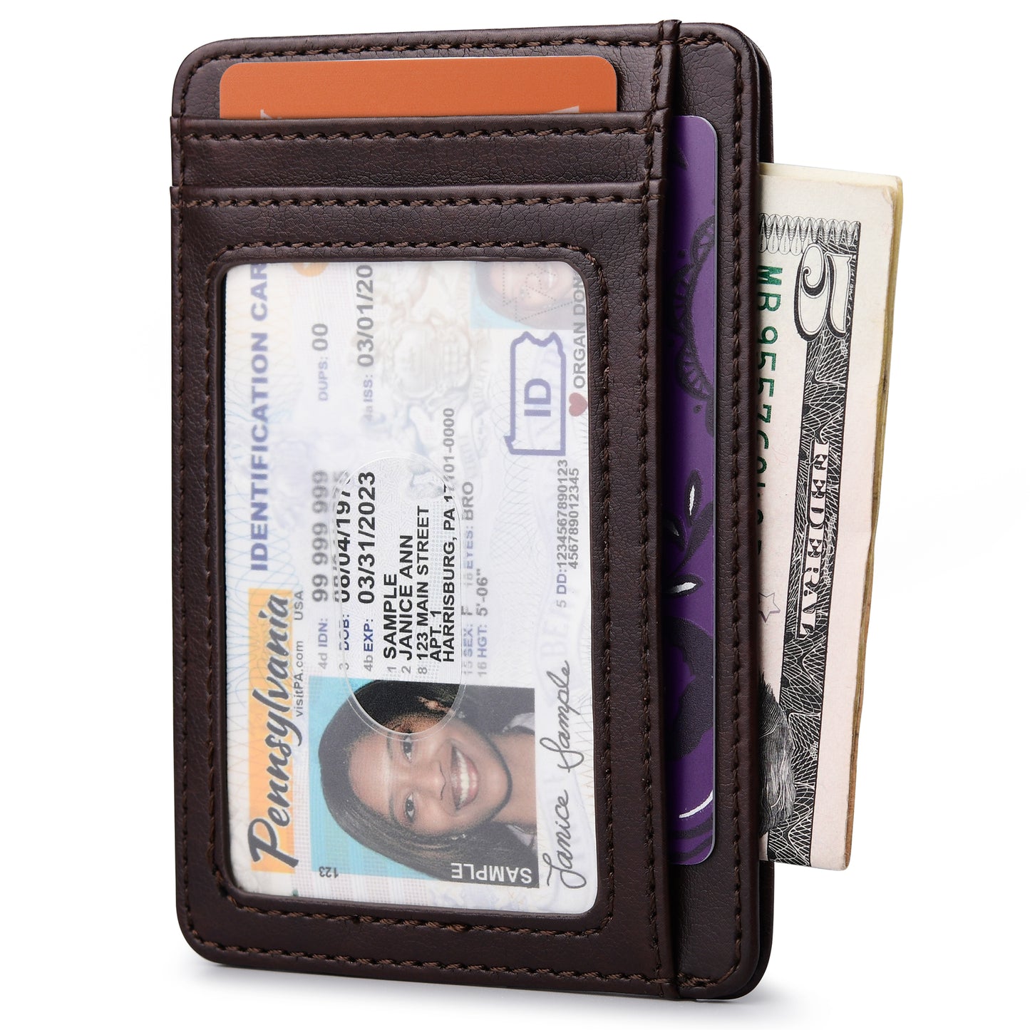 Buffway Slim Minimalist Front Pocket RFID Blocking Leather Wallets for Men and Women - Pebble