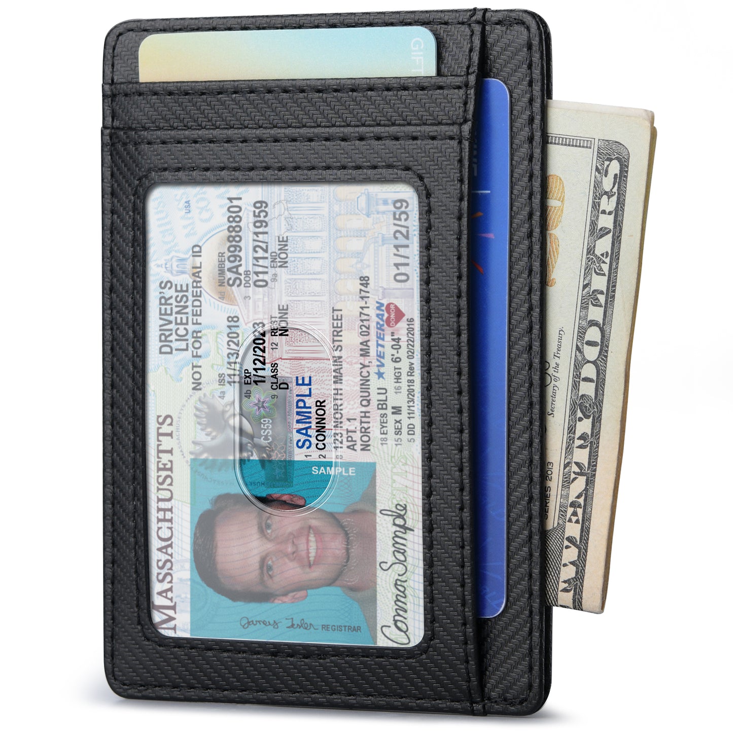 Buffway Slim Minimalist Front Pocket RFID Blocking Leather Wallets for Men and Women - Peak Black