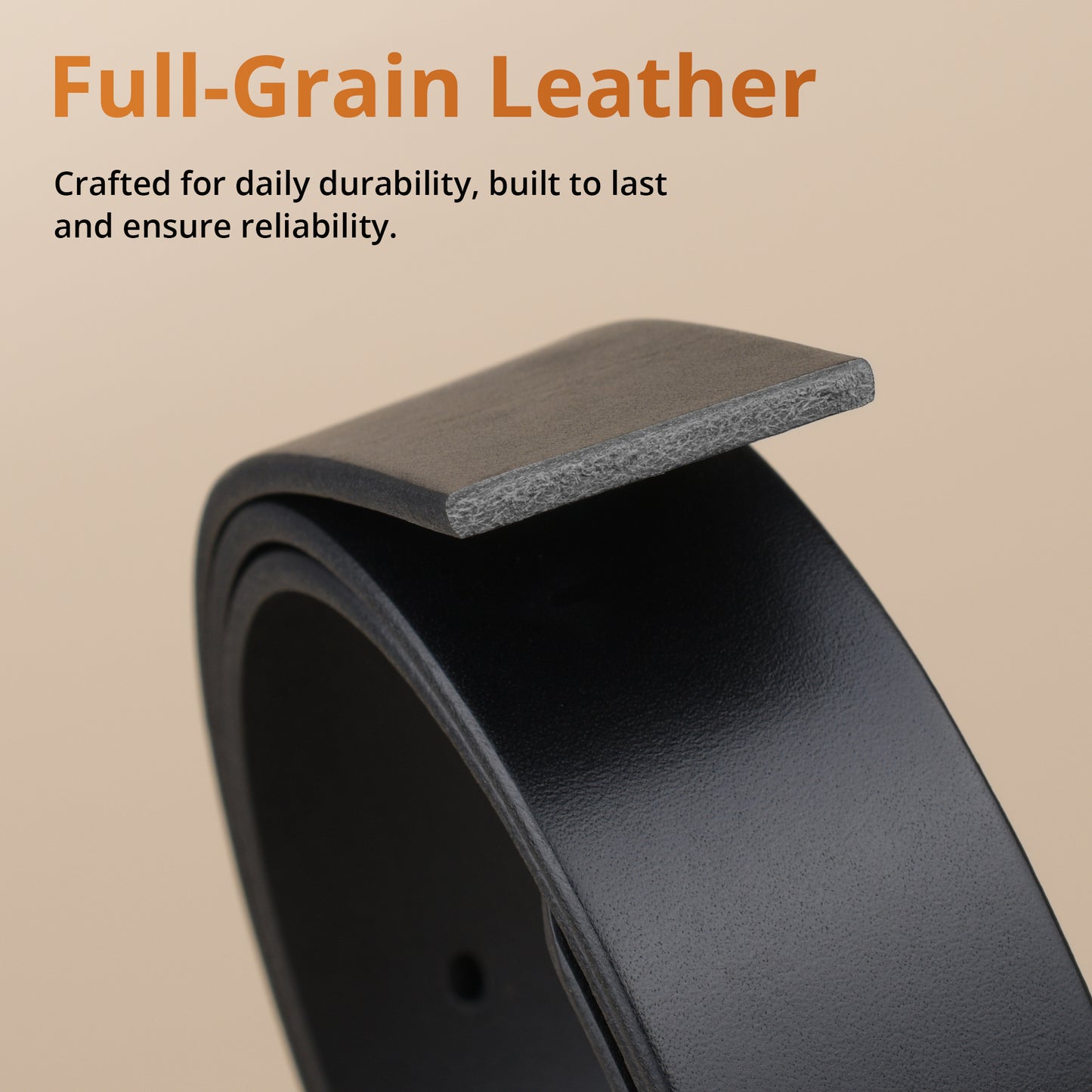 Buffway Ledergürtel für Herren – robuster Vollnarben-Herrengürtel, 3,8 cm, vielseitig für den täglichen Gebrauch, mit Geschenkbox