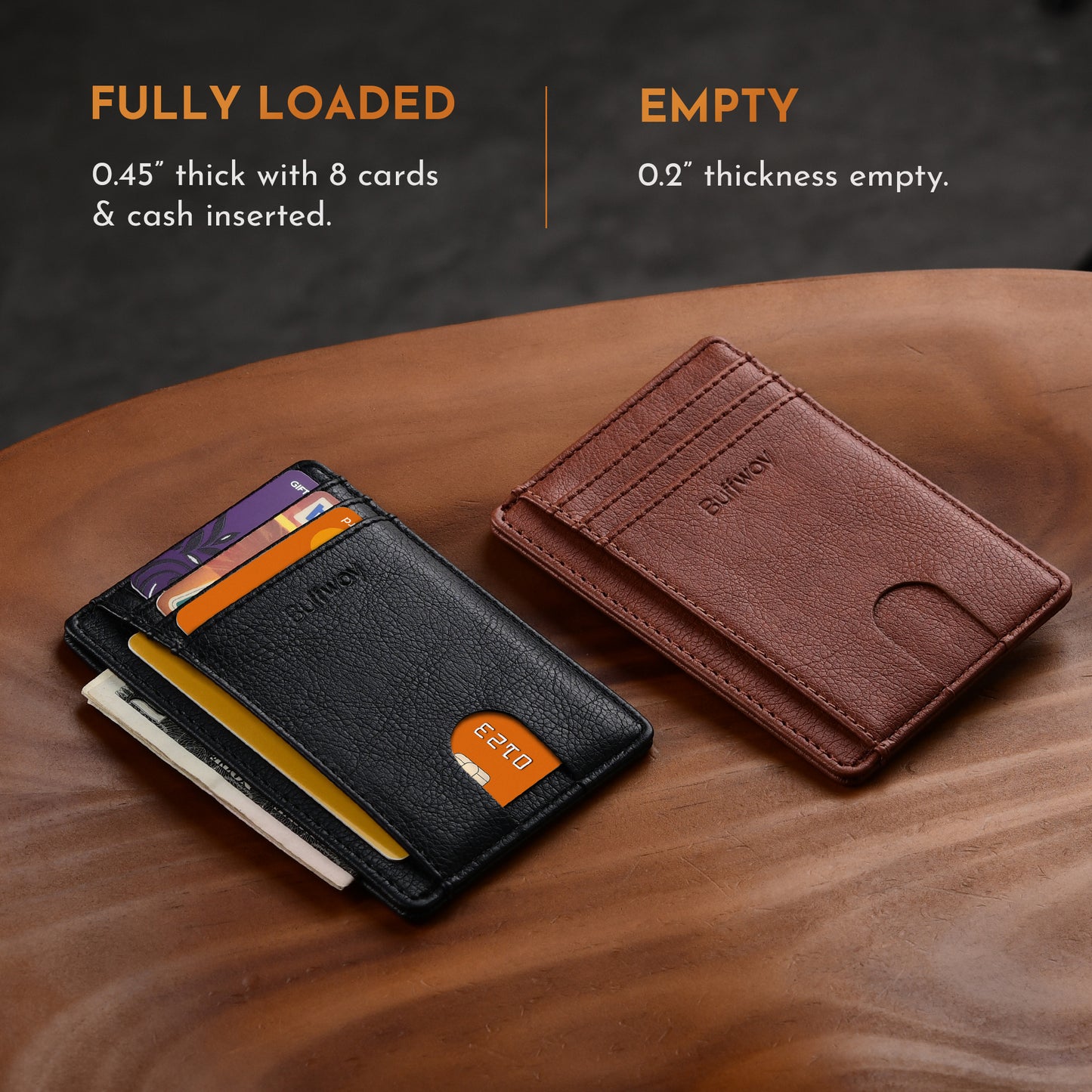 Portefeuilles Buffway Slim Minimalist en cuir avec blocage RFID et poche avant pour hommes et femmes - Galactic Crack
