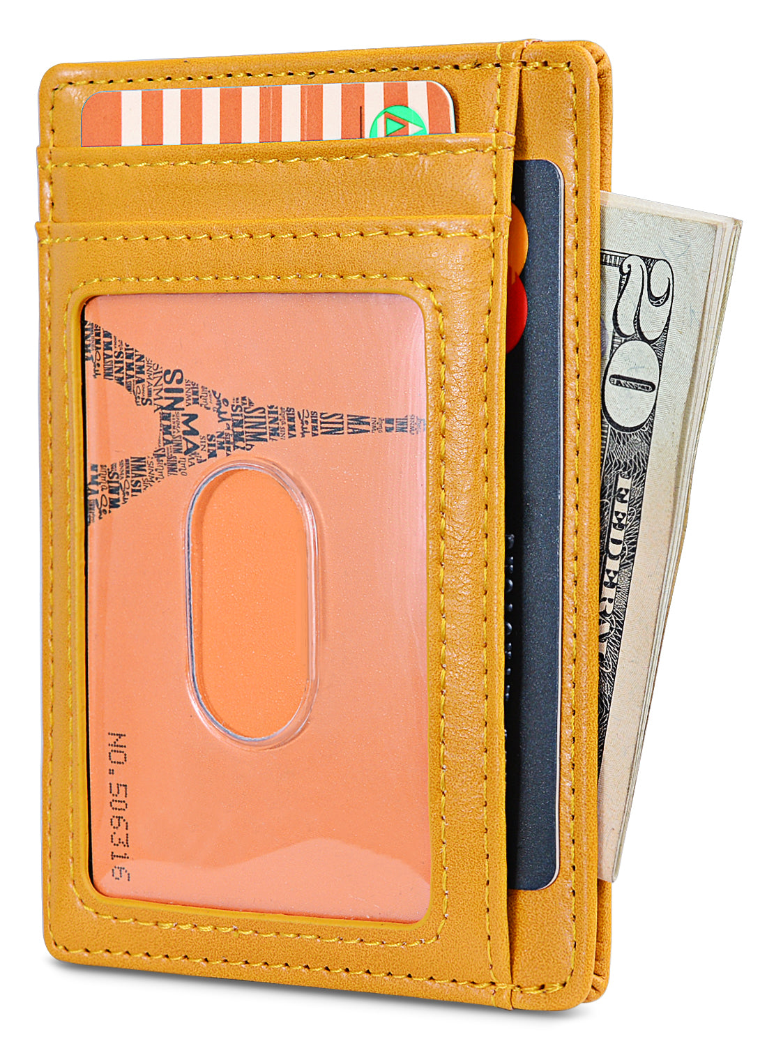 Buffway Slim Minimalist Front Pocket RFID Blocking Leather Wallets for Men and Women - Alaska Yellow