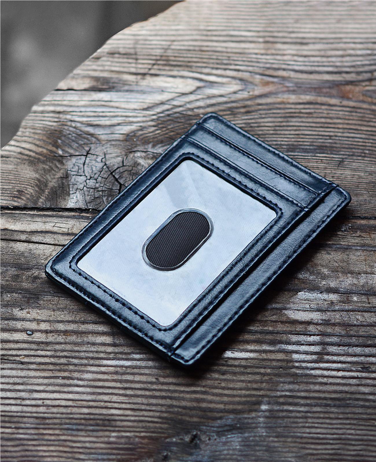 Buffway Slim Minimalist Front Pocket RFID Blocking Leather Wallets for Men and Women - Alaska Blue