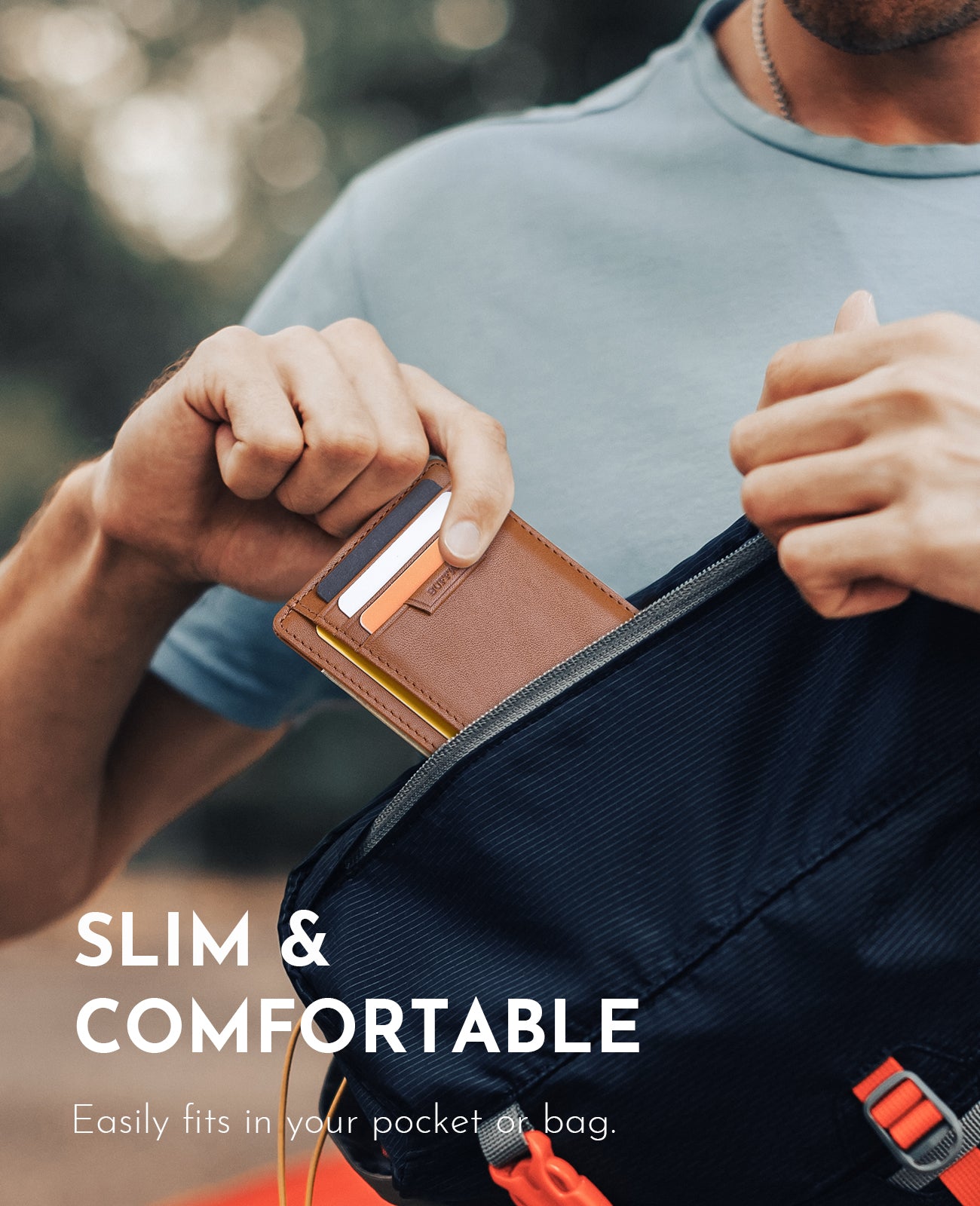 Buffway Slim Wallet for Men Women Minimalist Small Leather Front Pocket Wallets with RFID Blocking and Gifts Box - Bassa Brown