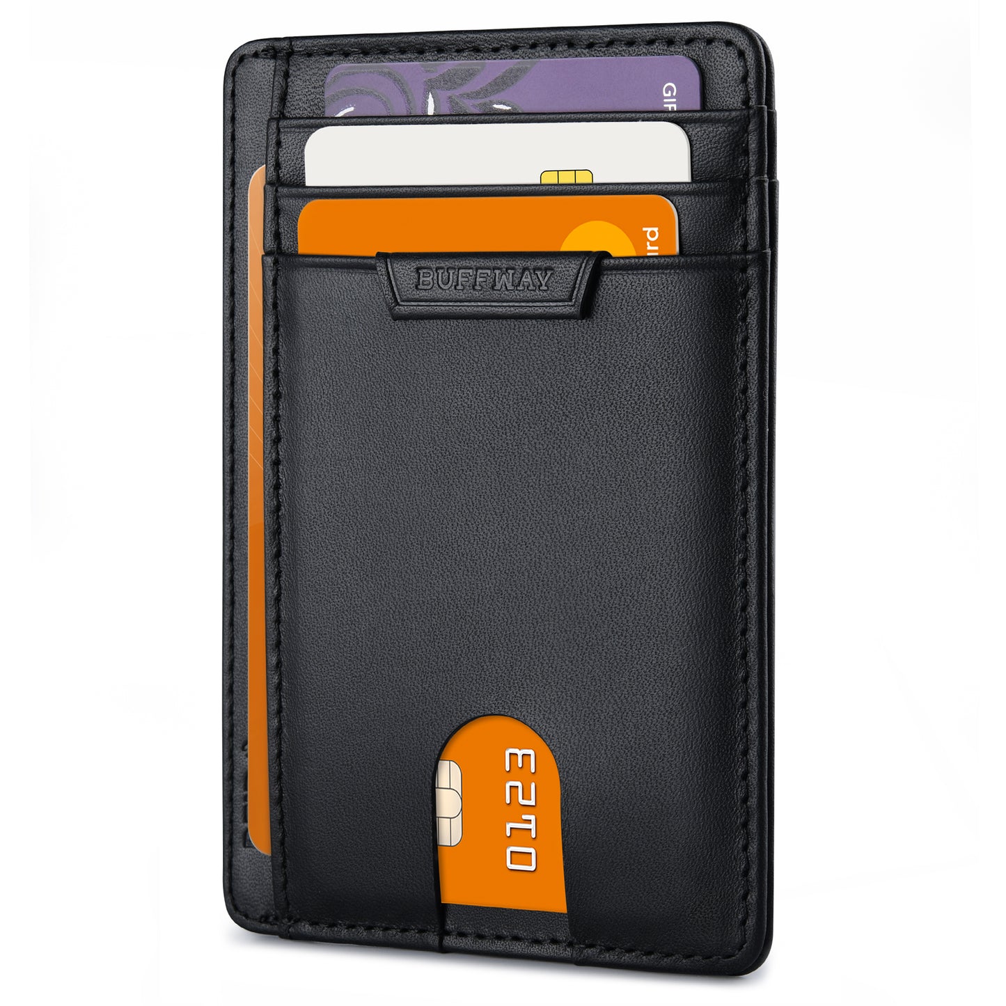 Buffway Slim Wallet for Men Women Minimalist Small Leather Front Pocket Wallets with RFID Blocking and Gifts Box (Bassa)