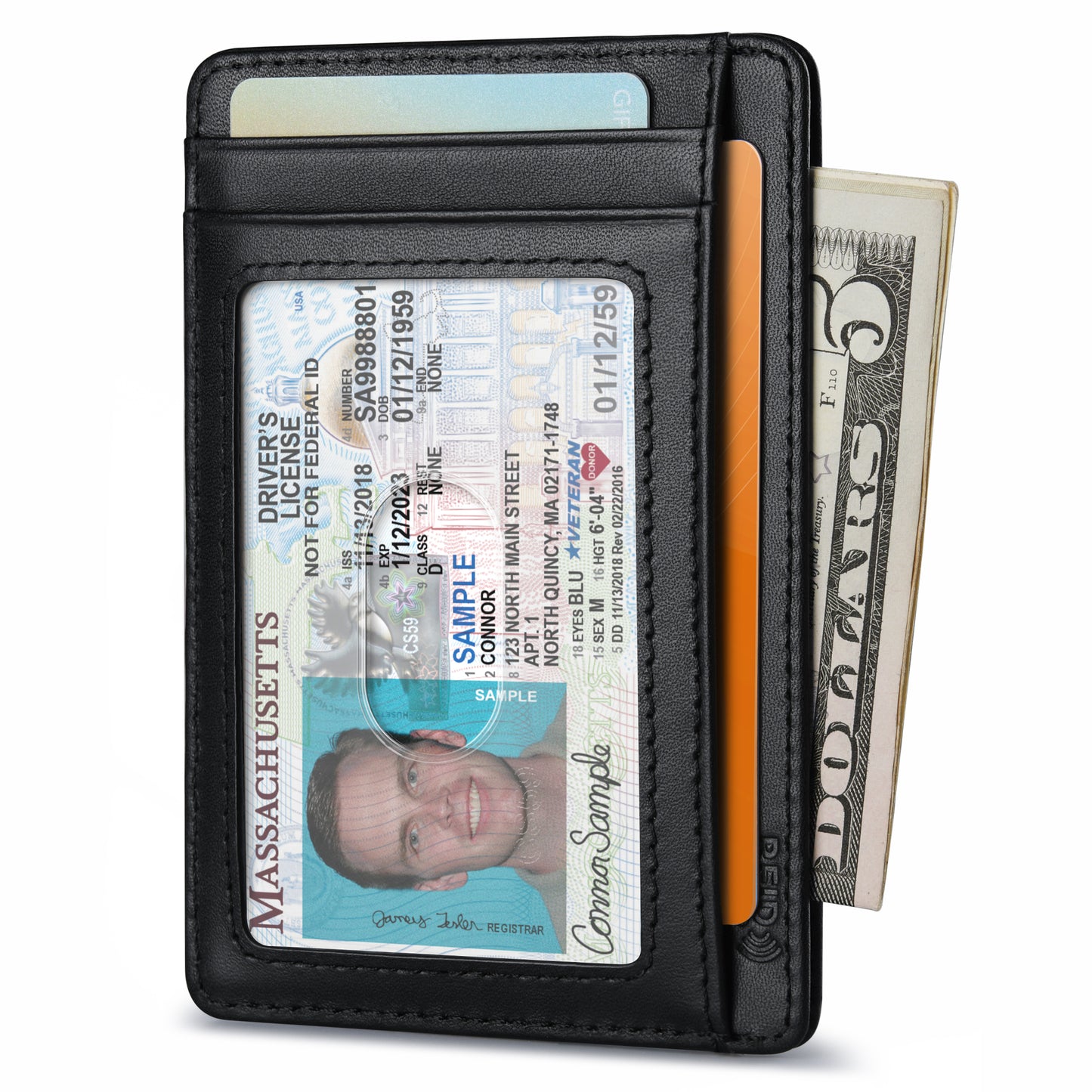 Buffway Slim Wallet for Men Women Minimalist Small Leather Front Pocket Wallets with RFID Blocking and Gifts Box (Bassa)