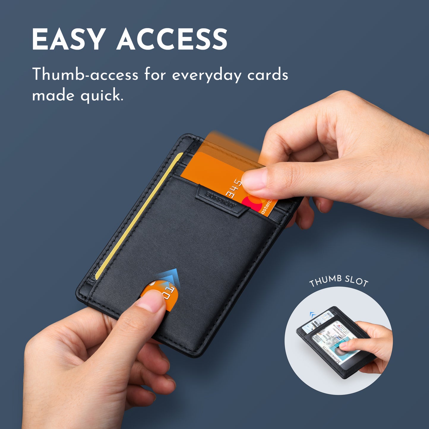 Buffway Slim Wallet for Men Women Minimalist Small Leather Front Pocket Wallets with RFID Blocking and Gifts Box (Bassa)
