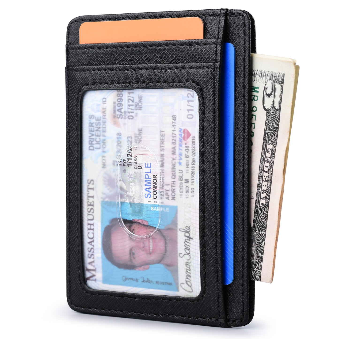 Buffway Slim Minimalist Front Pocket RFID Blocking Leather Wallets for Men and Women - Cross