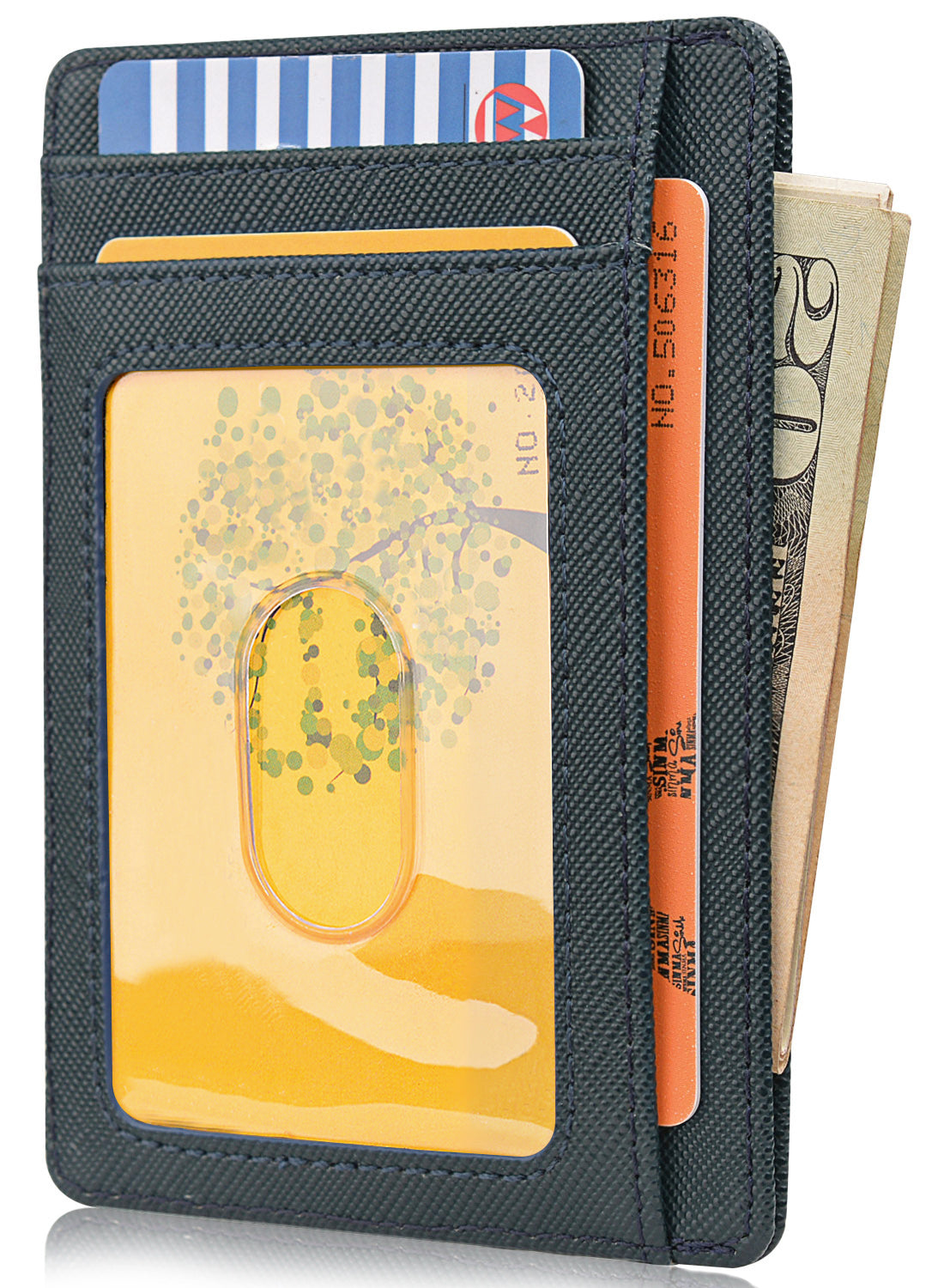 Buffway Slim Minimalist Front Pocket RFID Blocking Leather Wallets for Men and Women - Cross Blackish Green