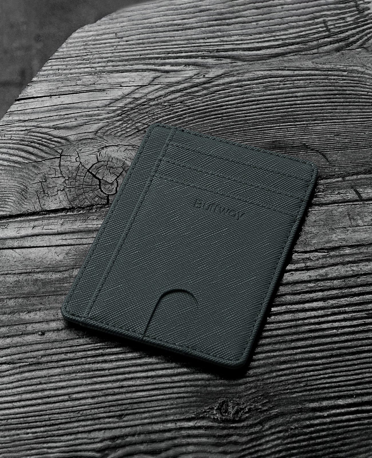 Buffway Slim Minimalist Front Pocket RFID Blocking Leather Wallets for Men and Women - Cross Blackish Green