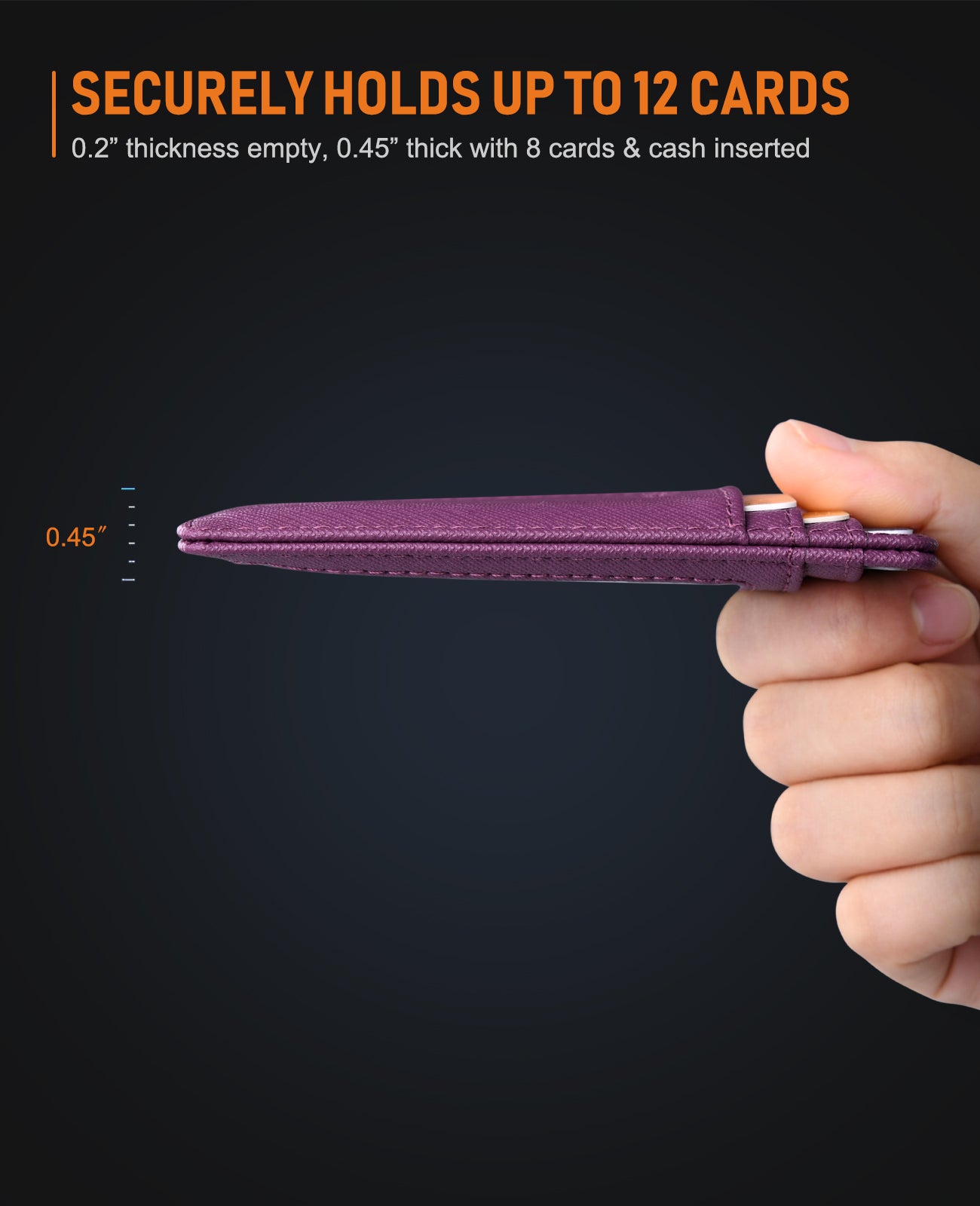 Buffway Slim Minimalist Front Pocket RFID Blocking Leather Wallets for Men and Women - Cross Purple