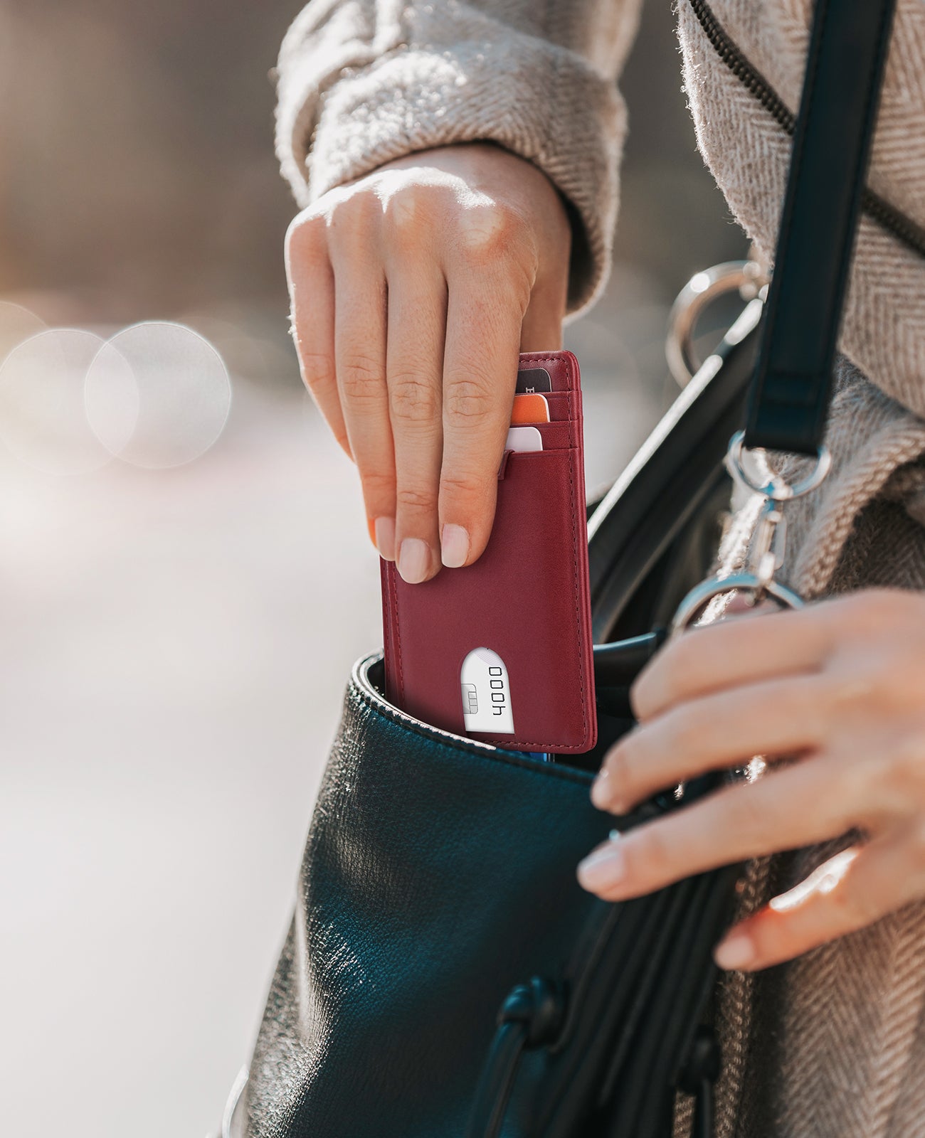 Buffway Slim Wallet for Men Women Minimalist Small Leather Front Pocket Wallets with RFID Blocking and Gifts Box - Bassa Mars Red