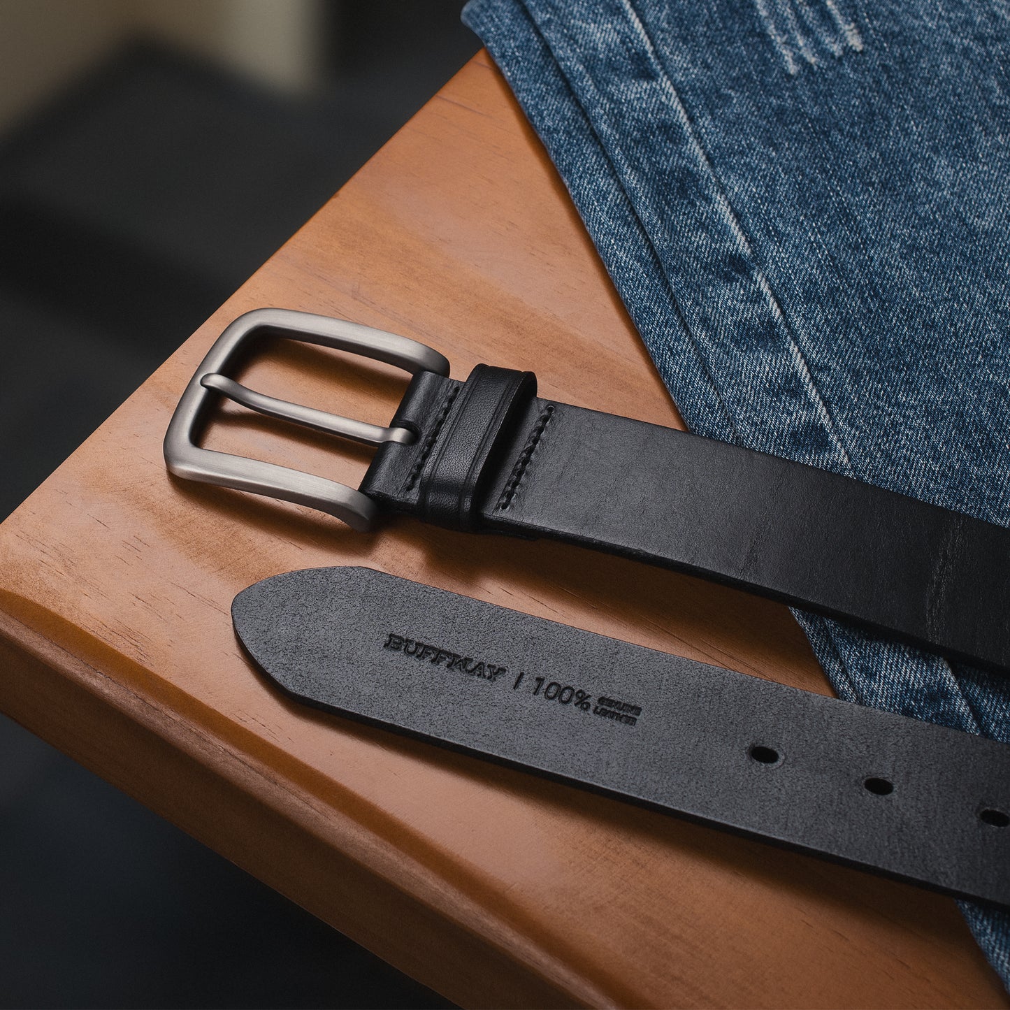 Buffway genuine leather belt