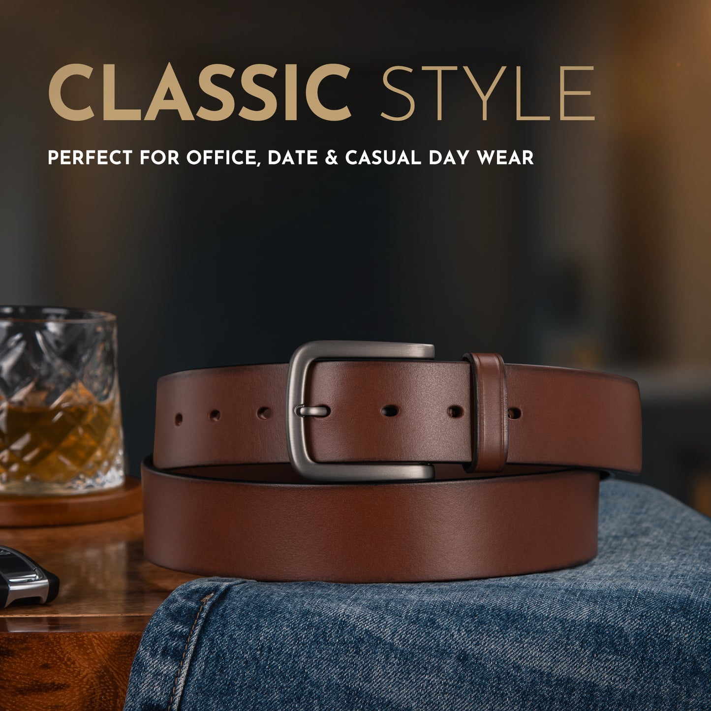 Buffway brown belt for men