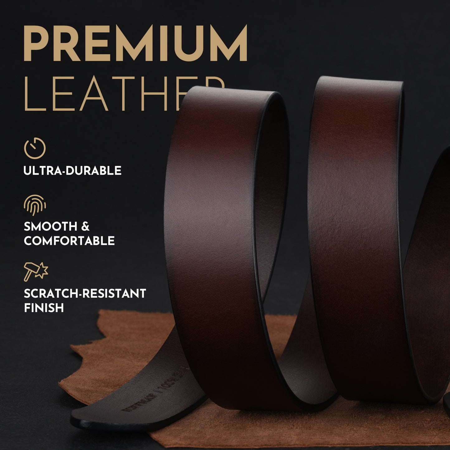 Buffway High-quality leather belt coffee