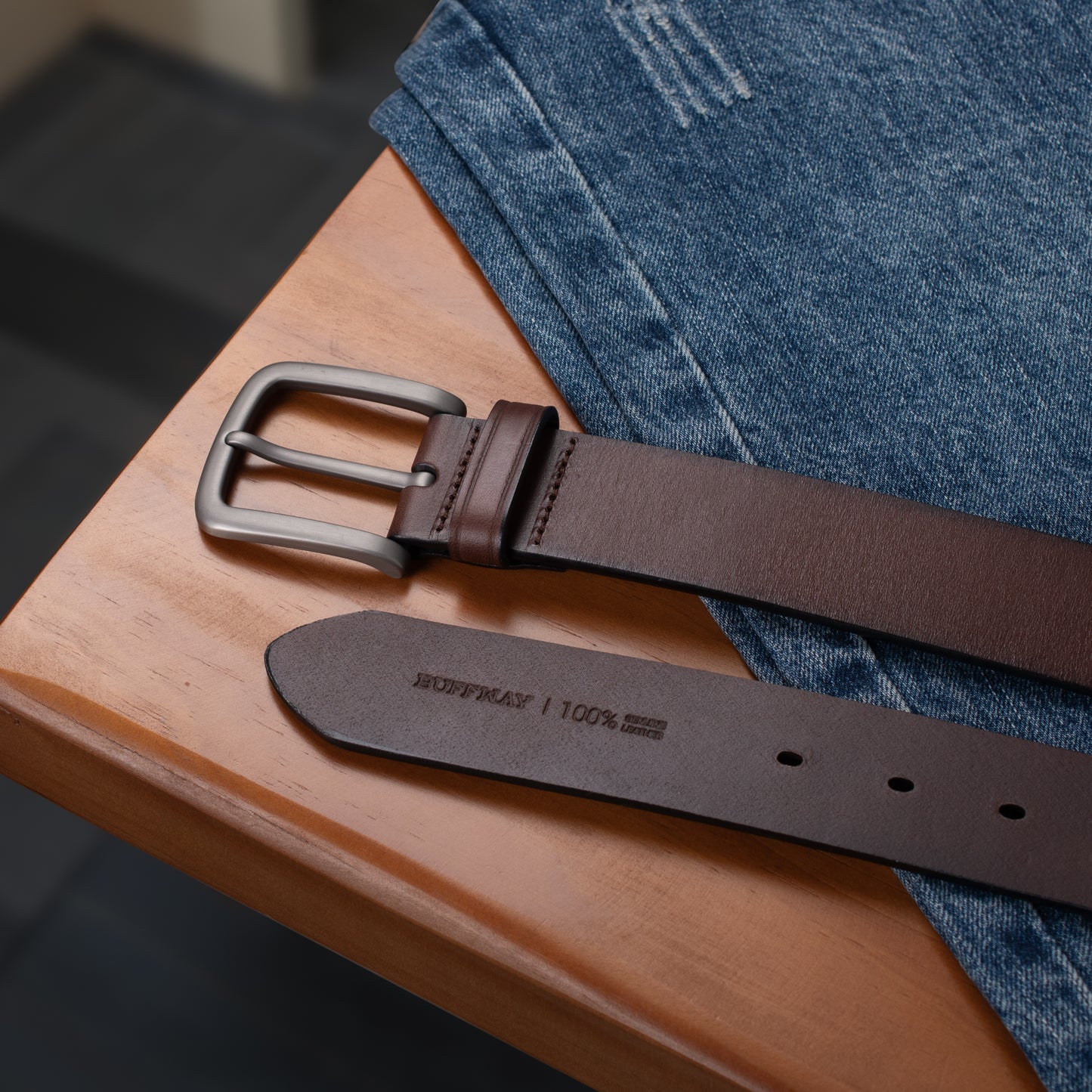 Buffway Coffee genuine leather belt