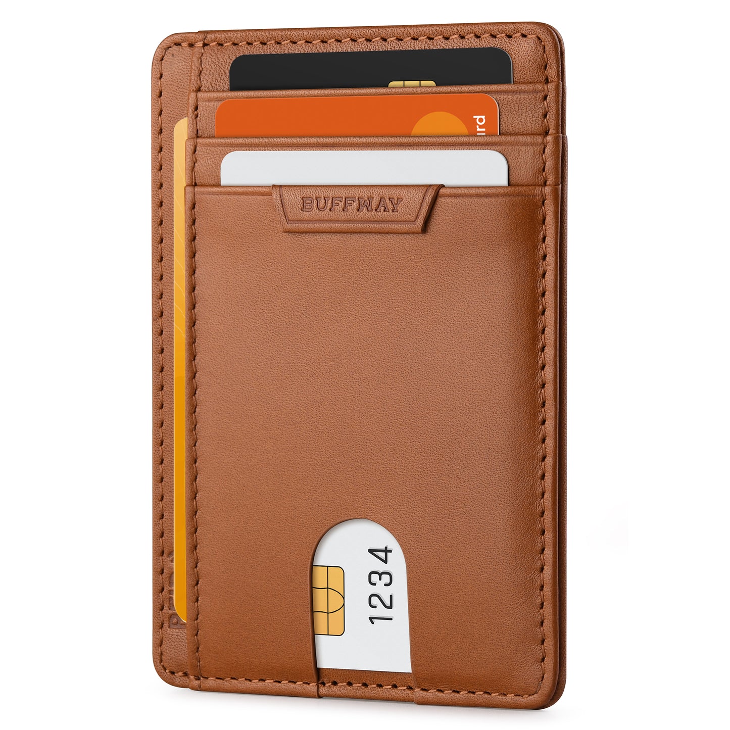 Buffway Slim Wallet for Men Women Minimalist Small Leather Front Pocket Wallets with RFID Blocking and Gifts Box (Bassa)