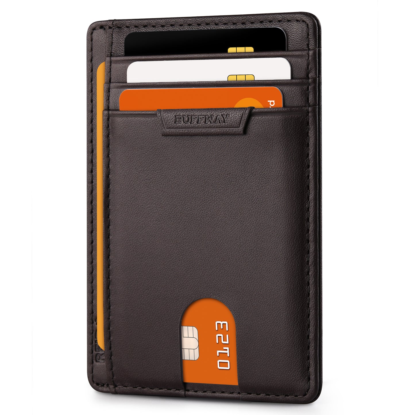 Buffway Slim Wallet for Men Women Minimalist Small Leather Front Pocket Wallets with RFID Blocking and Gifts Box (Bassa)