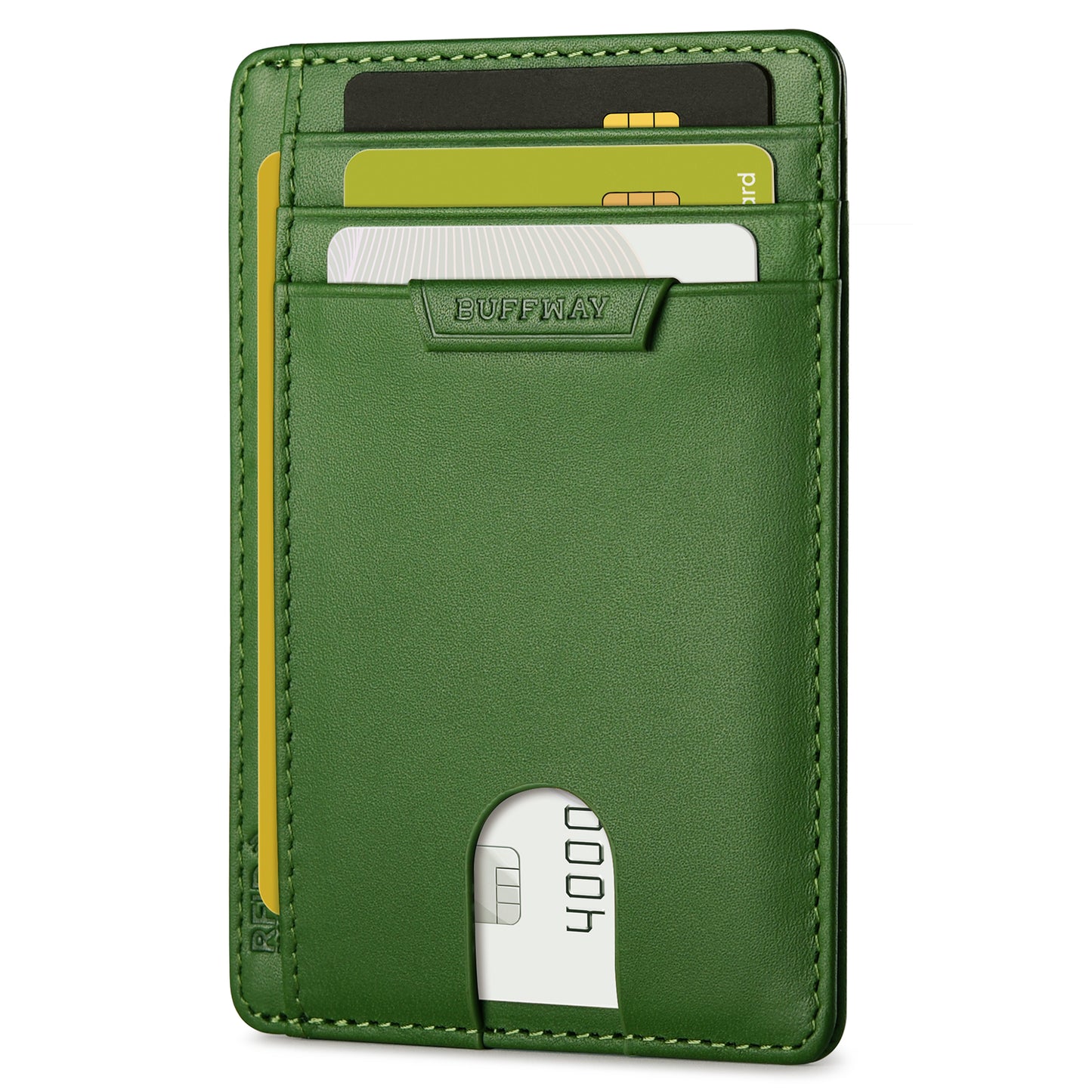 Buffway Slim Wallet for Men Women Minimalist Small Leather Front Pocket Wallets with RFID Blocking and Gifts Box (Bassa)