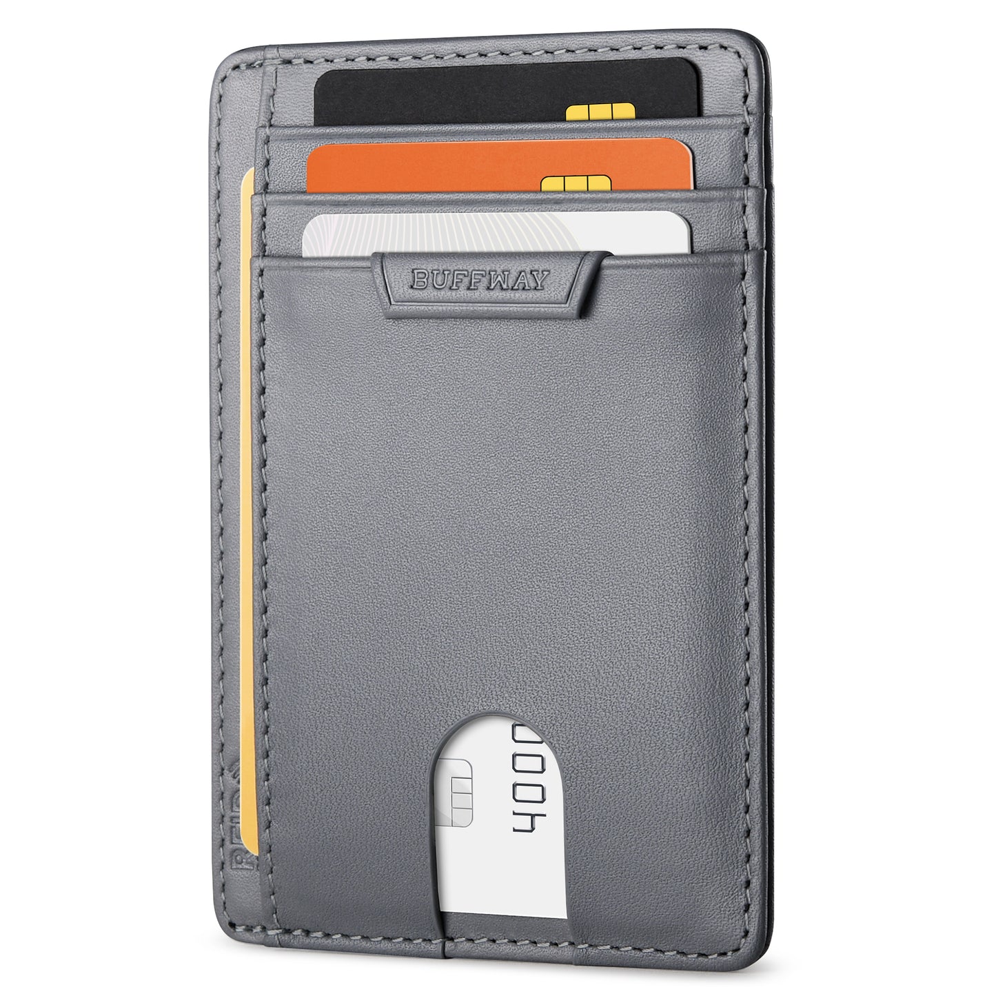 Buffway Slim Wallet for Men Women Minimalist Small Leather Front Pocket Wallets with RFID Blocking and Gifts Box (Bassa)