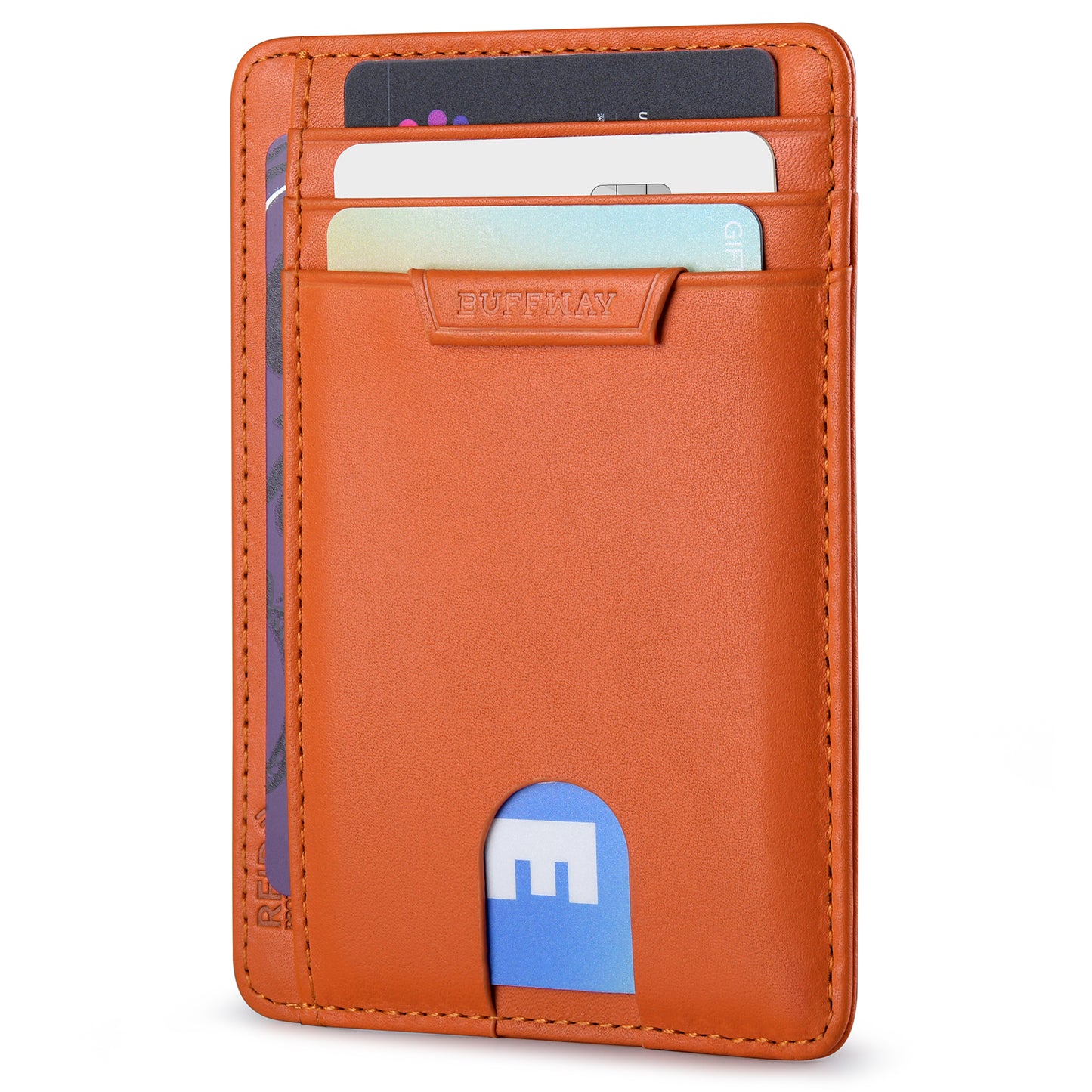 Buffway Slim Wallet for Men Women Minimalist Small Leather Front Pocket Wallets with RFID Blocking and Gifts Box (Bassa)
