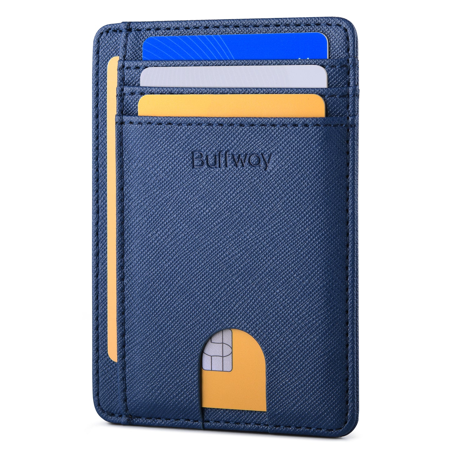 Buffway Slim Minimalist Front Pocket RFID Blocking Leather Wallets for Men and Women - Cross