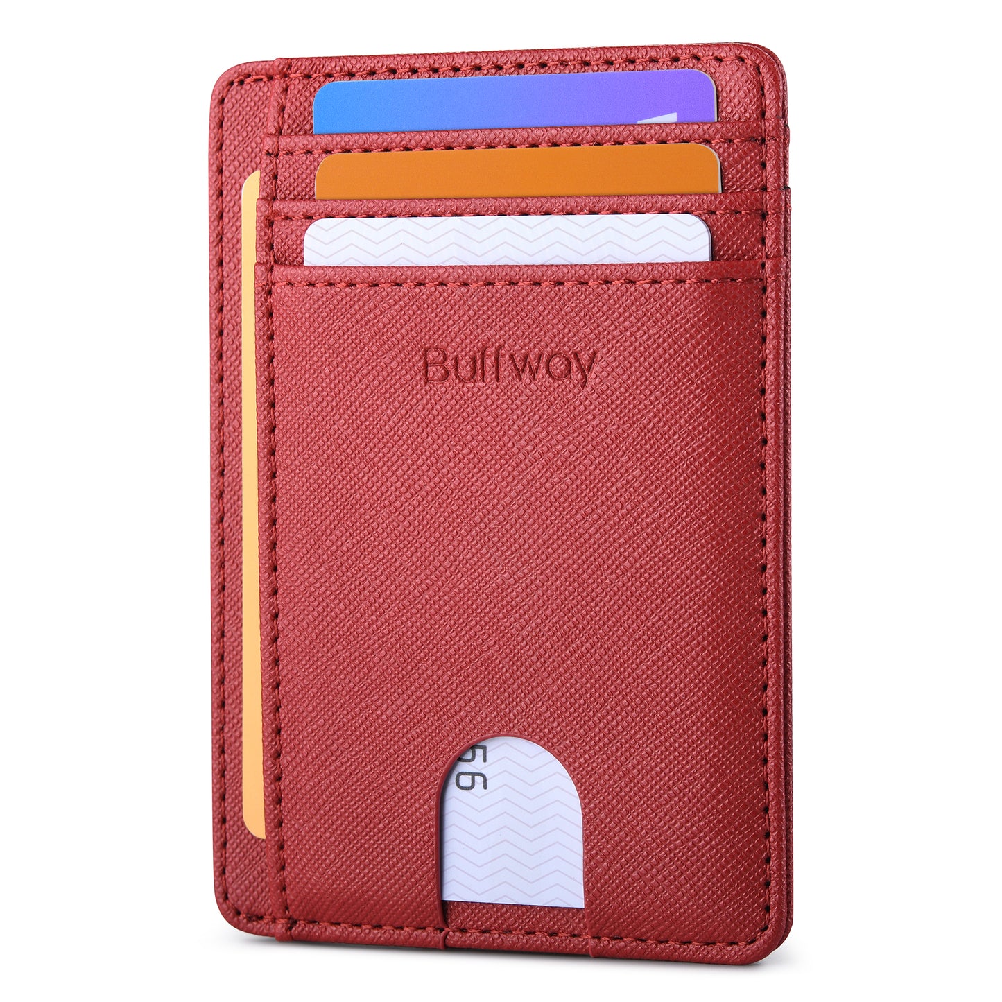Buffway Slim Minimalist Front Pocket RFID Blocking Leather Wallets for Men and Women - Cross