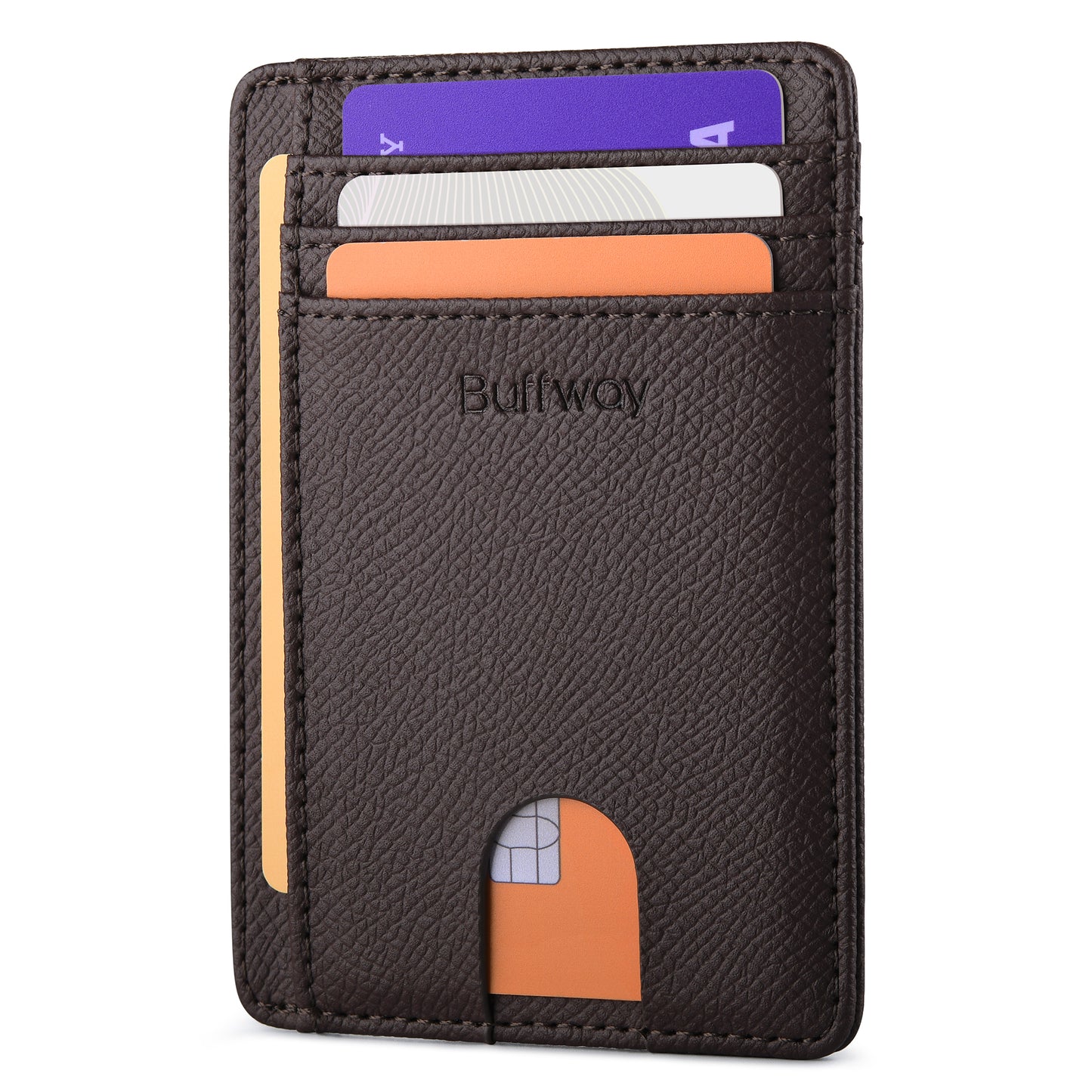 Buffway Slim Minimalist Front Pocket RFID Blocking Leather Wallets for Men and Women (Galaxy)