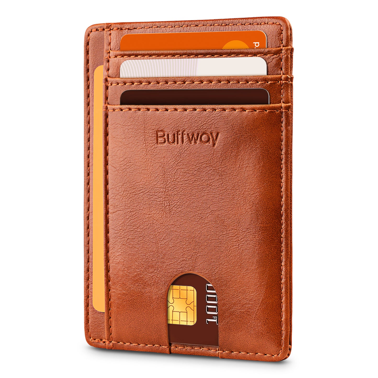Buffway Slim Minimalist Front Pocket RFID Blocking Leather Wallets for Men and Women (Alaska)