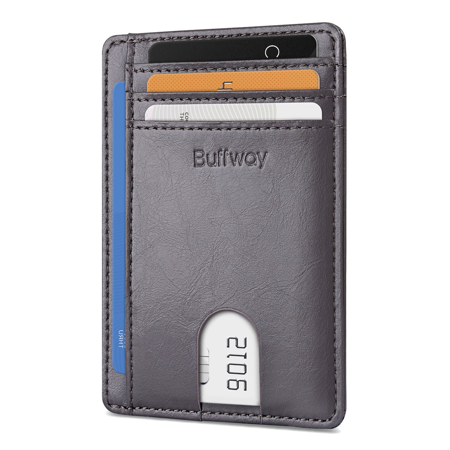Buffway Slim Minimalist Front Pocket RFID Blocking Leather Wallets for Men and Women (Alaska)