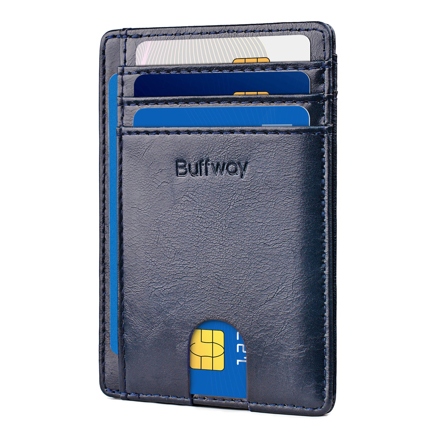 Buffway Slim Minimalist Front Pocket RFID Blocking Leather Wallets for Men and Women (Alaska)