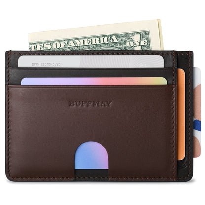 Card Holder Wallet & Color-blocked Purse with RFID Blocking - Compact Design for Organizing Essentials