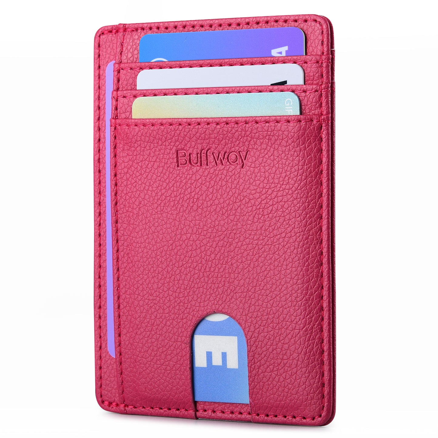 Buffway Slim Minimalist Front Pocket RFID Blocking Leather Wallets for Men and Women - Lichee