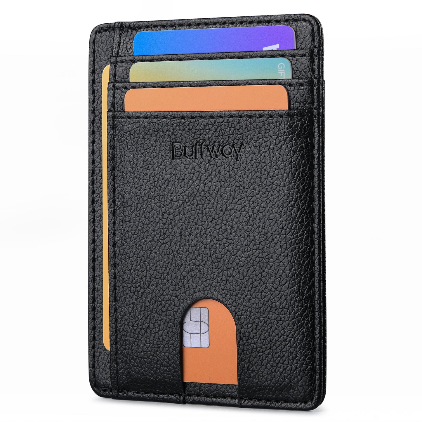Buffway Slim Minimalist Front Pocket RFID Blocking Leather Wallets for Men and Women - Lichee