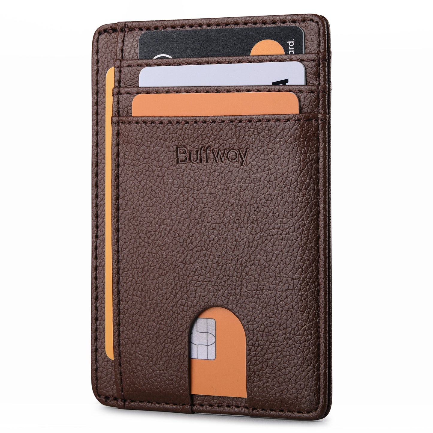 Buffway Slim Minimalist Front Pocket RFID Blocking Leather Wallets for Men and Women - Lichee