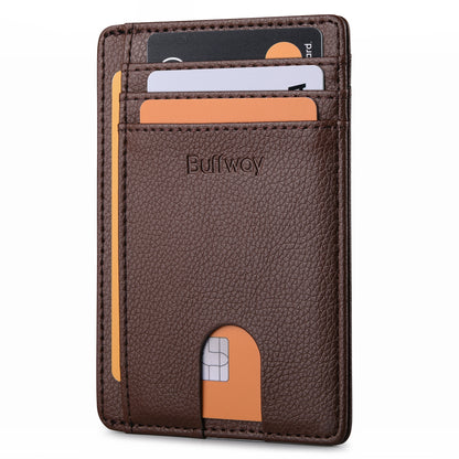 Buffway Slim Minimalist Front Pocket RFID Blocking Leather Wallets for Men and Women - Lichee