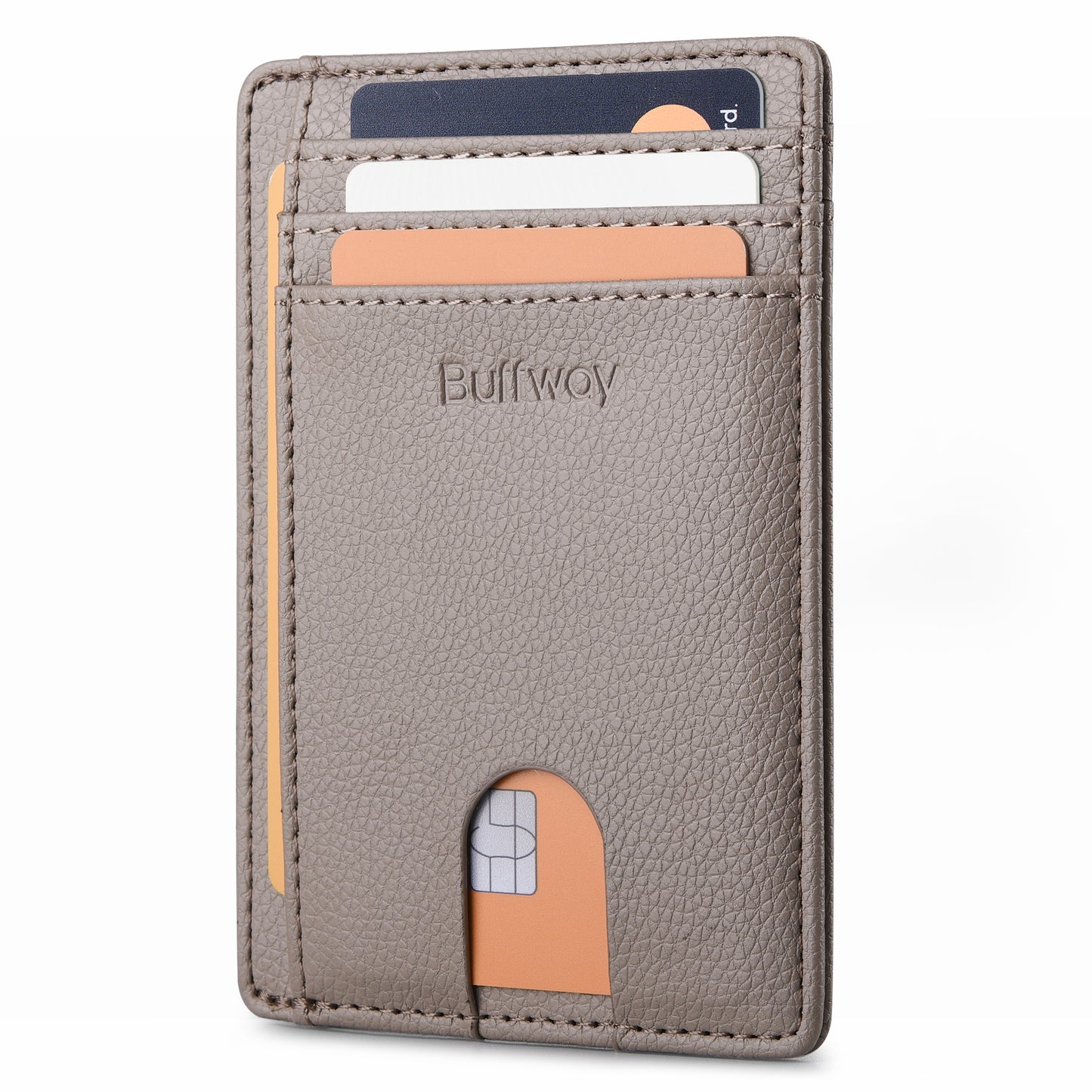 Buffway Slim Minimalist Front Pocket RFID Blocking Leather Wallets for Men and Women - Lichee