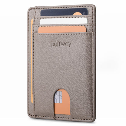Buffway Slim Minimalist Front Pocket RFID Blocking Leather Wallets for Men and Women - Lichee