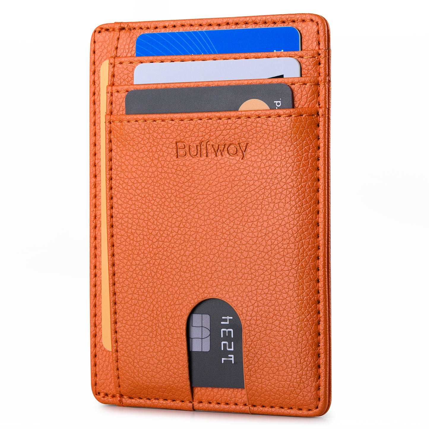 Buffway Slim Minimalist Front Pocket RFID Blocking Leather Wallets for Men and Women - Lichee