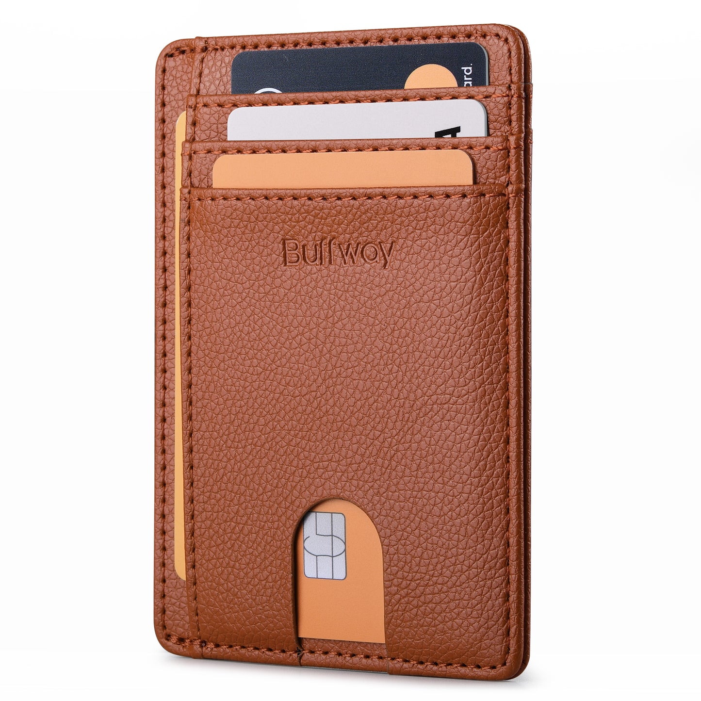 Buffway Slim Minimalist Front Pocket RFID Blocking Leather Wallets for Men and Women - Lichee
