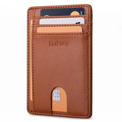 Buffway Slim Minimalist Front Pocket RFID Blocking Leather Wallets for Men and Women - Lichee