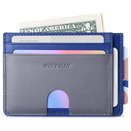 Card Holder Wallet & Color-blocked Purse with RFID Blocking