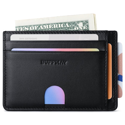 Buffway Card Holder Wallet with RFID Blocking - Compact Design for Organizing Essentials