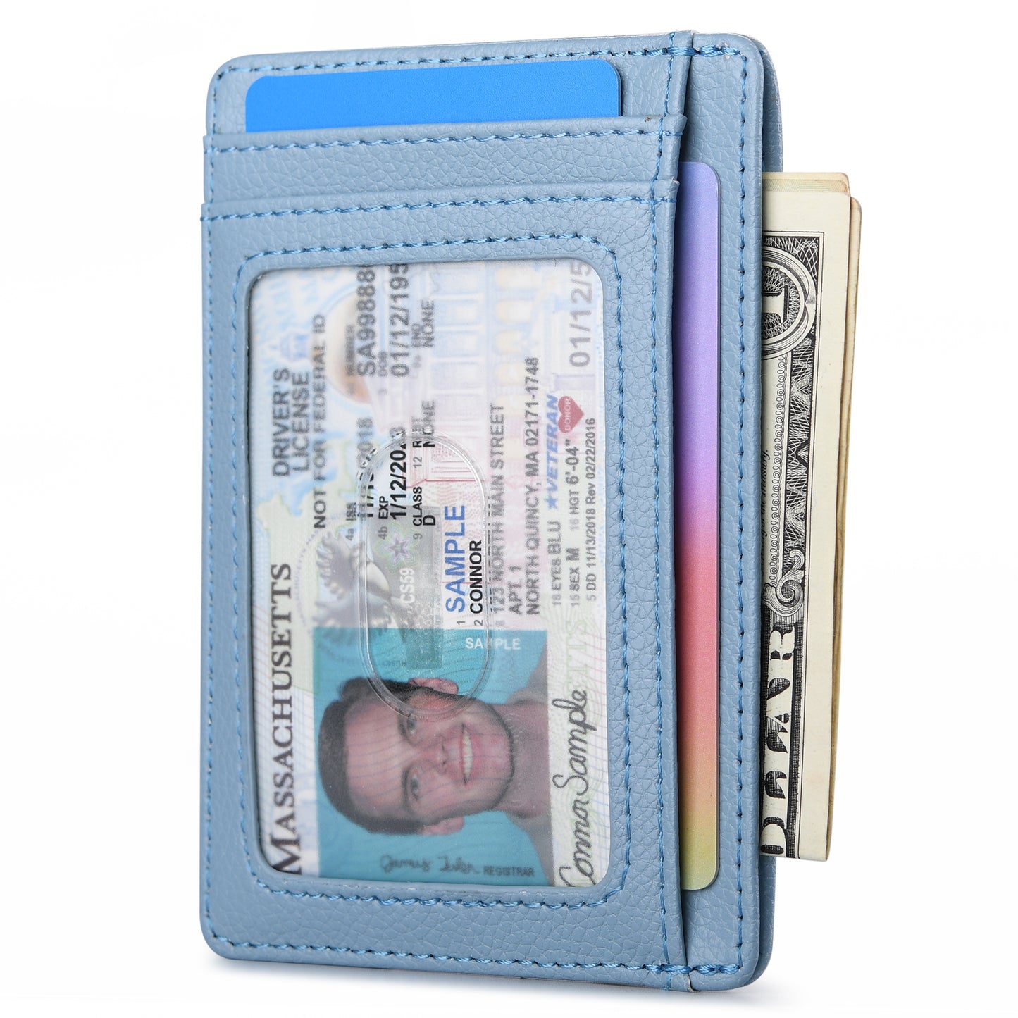 Buffway Slim Minimalist Front Pocket RFID Blocking Leather Wallets for Men and Women - Lichee