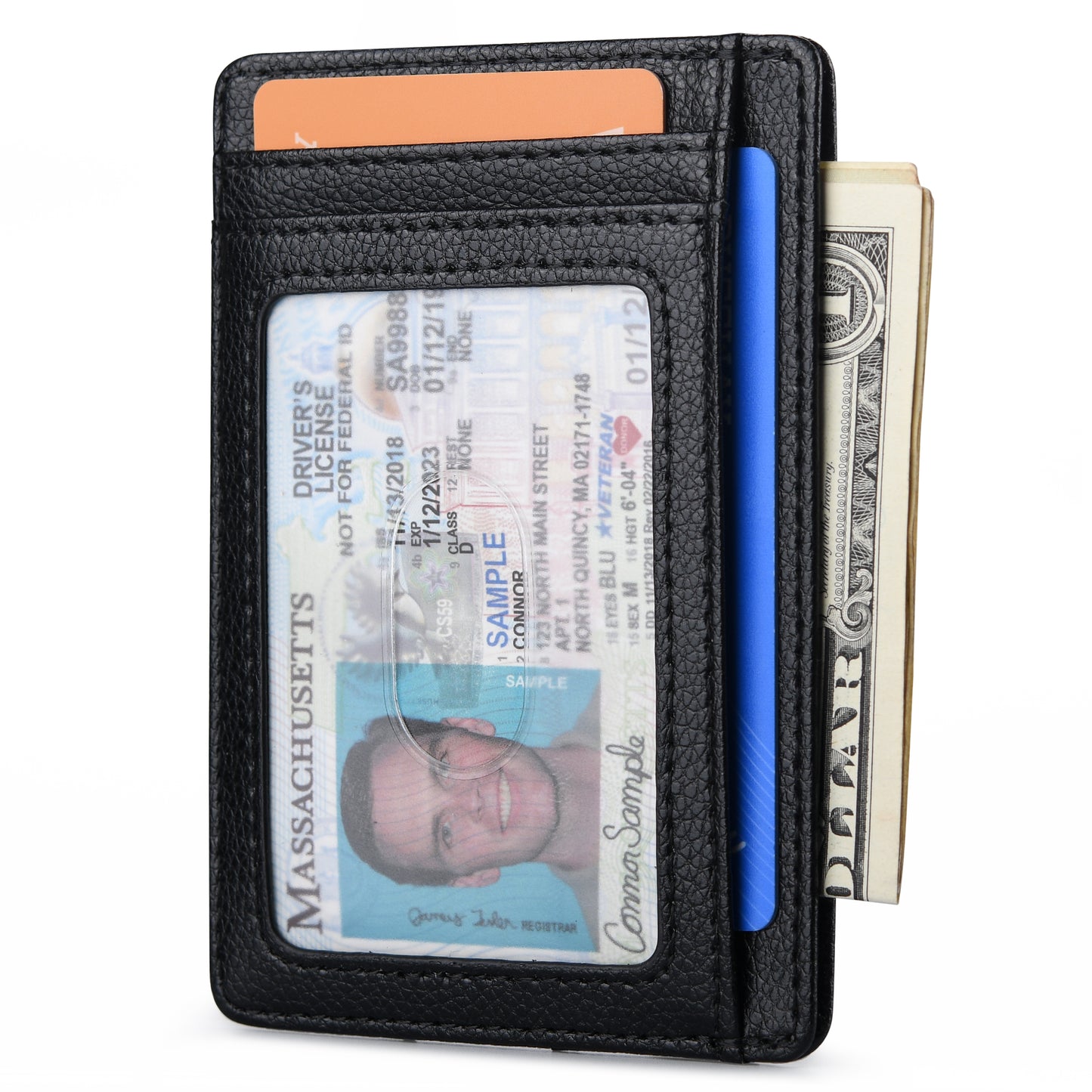 Buffway Slim Minimalist Front Pocket RFID Blocking Leather Wallets for Men and Women - Lichee